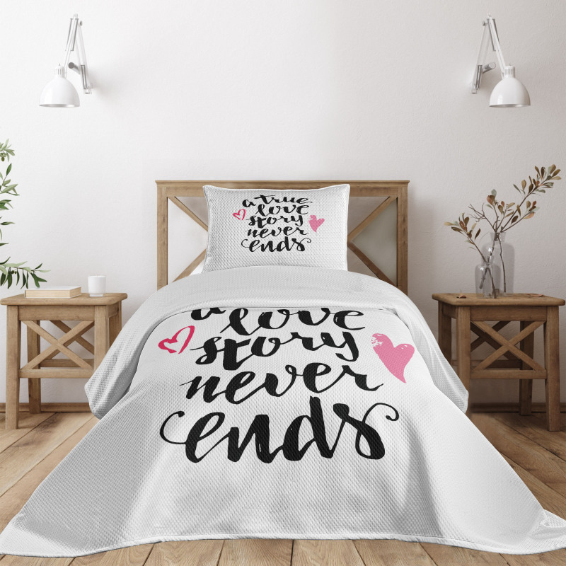 True Love Story Hearts Bedspread Set