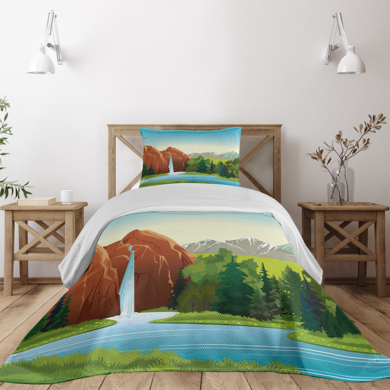 Summer Landscape Woodland Bedspread Set