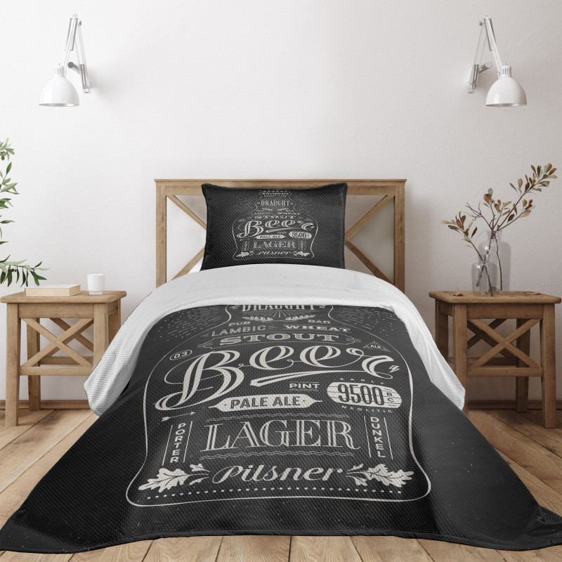 Beer Bottle Lettering Bedspread Set