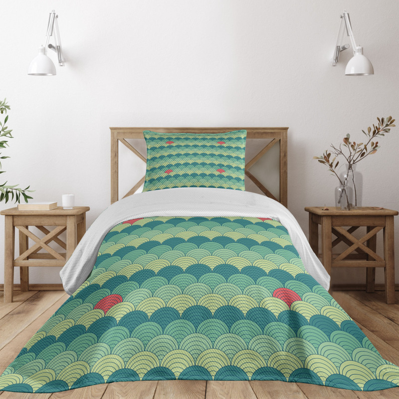 Half Circles Spirals Bedspread Set