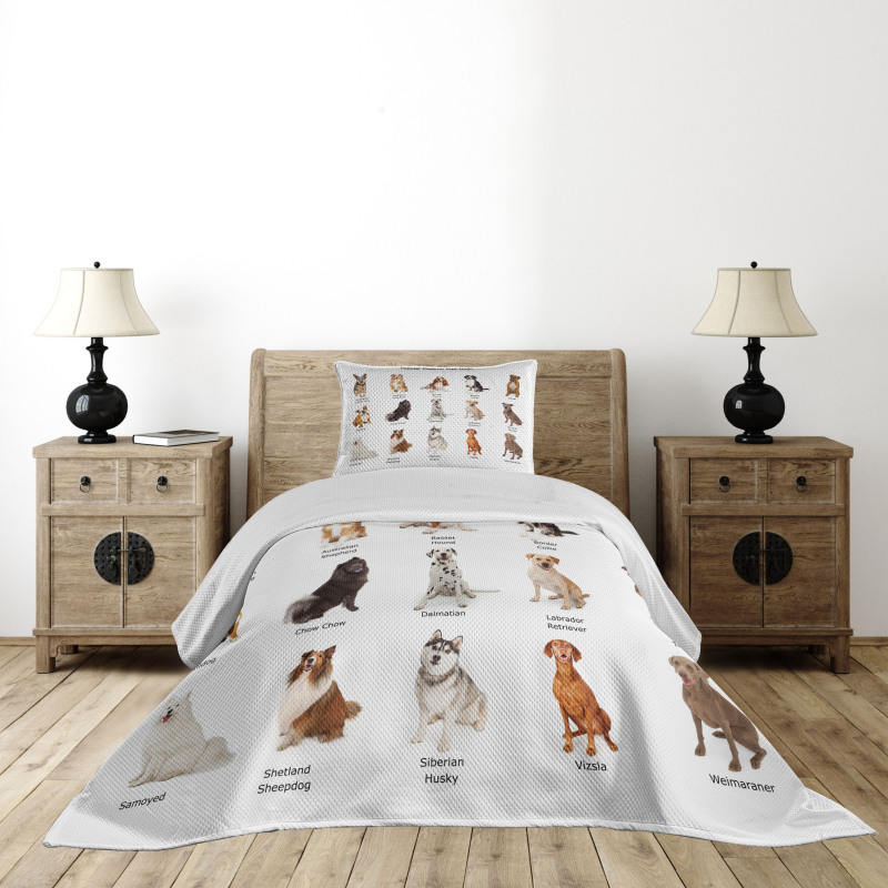 Puppy Breeds Family Bedspread Set