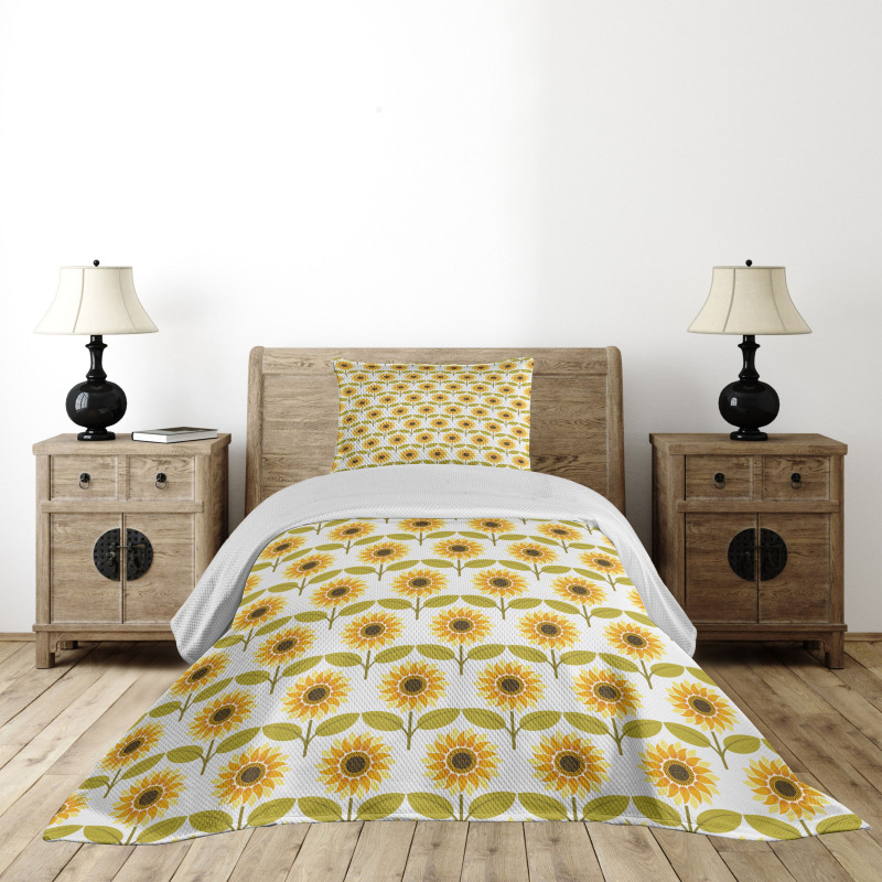 Sunflowers Retro Country Bedspread Set