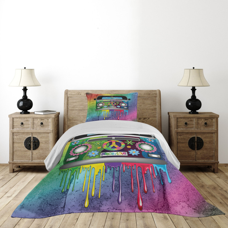 Old Style Hippie Van Bedspread Set