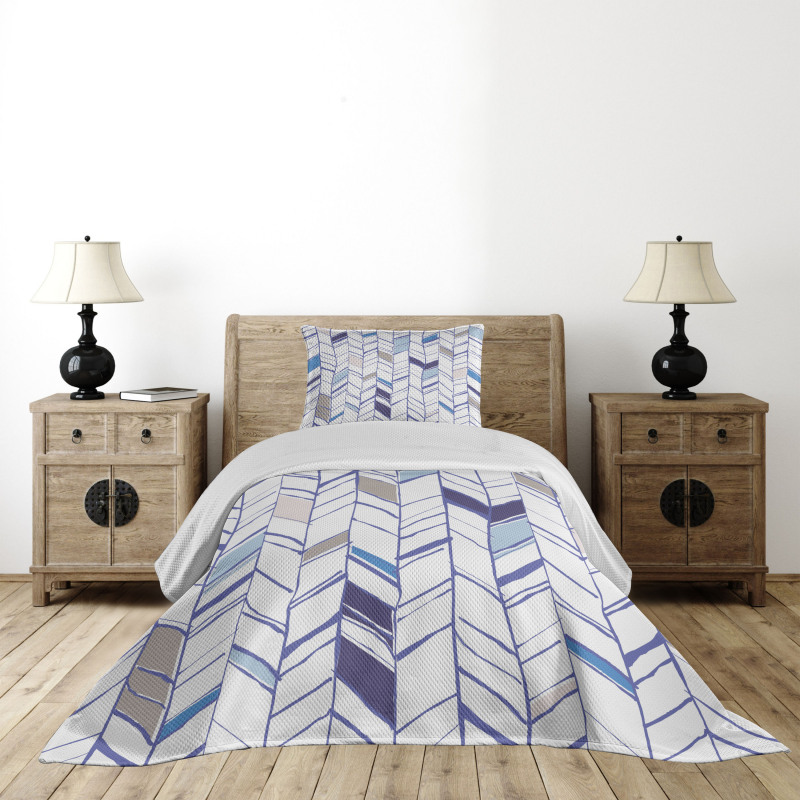 Boho Zigzag Sketchy Line Bedspread Set