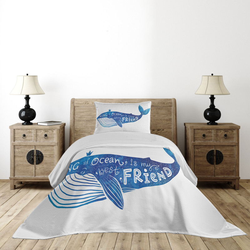 Whale King Friend Bedspread Set