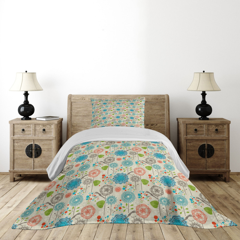 Retro Doodle Cheerful Bedspread Set