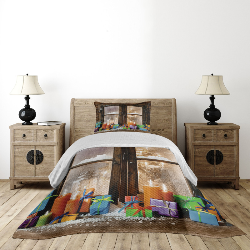 Snow Weather Rustic Style Bedspread Set