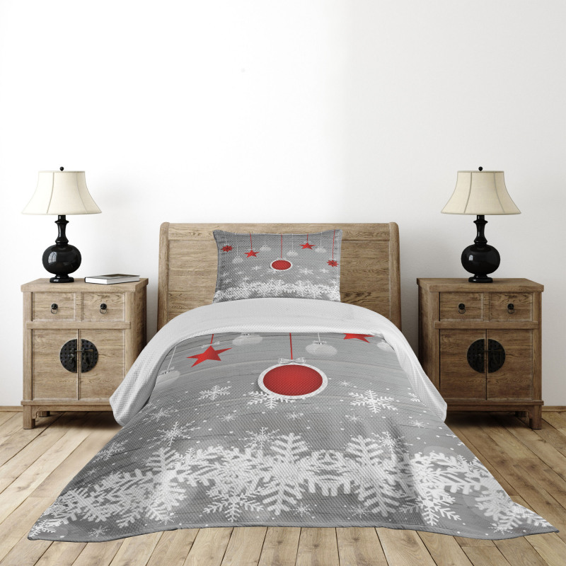 Stars Baubles Snow Bedspread Set