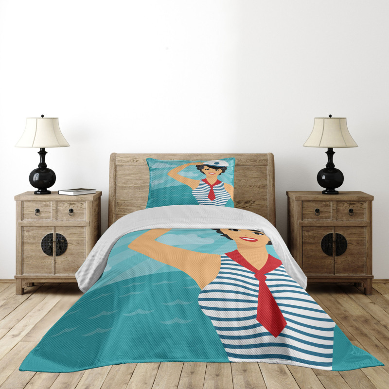 Smiling Sailor Girl Bedspread Set