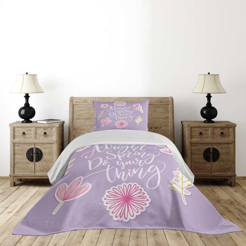 Spring Theme Funny Floral Bedspread Set