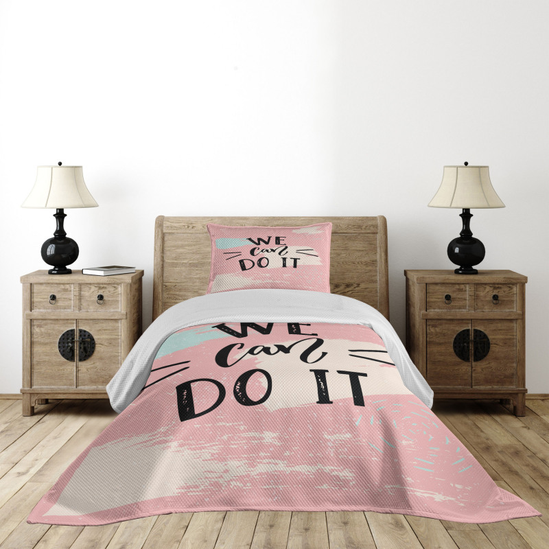 Motivational Text Bedspread Set