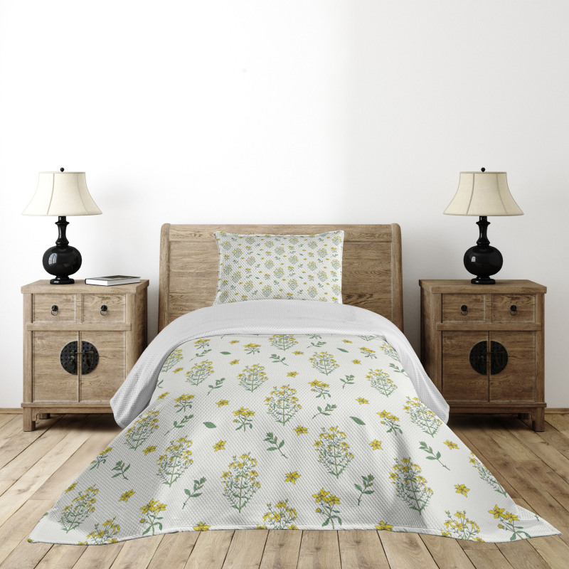 Medical Herbs Flowers Bedspread Set