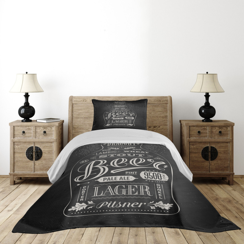 Beer Bottle Lettering Bedspread Set