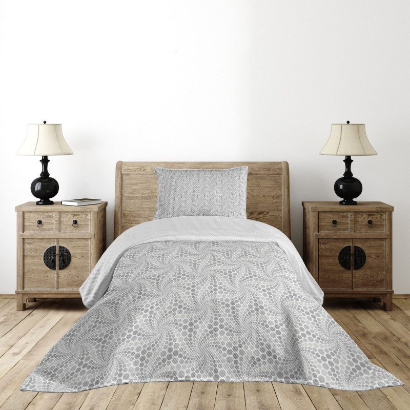 Greyscale Vortex Spots Bedspread Set