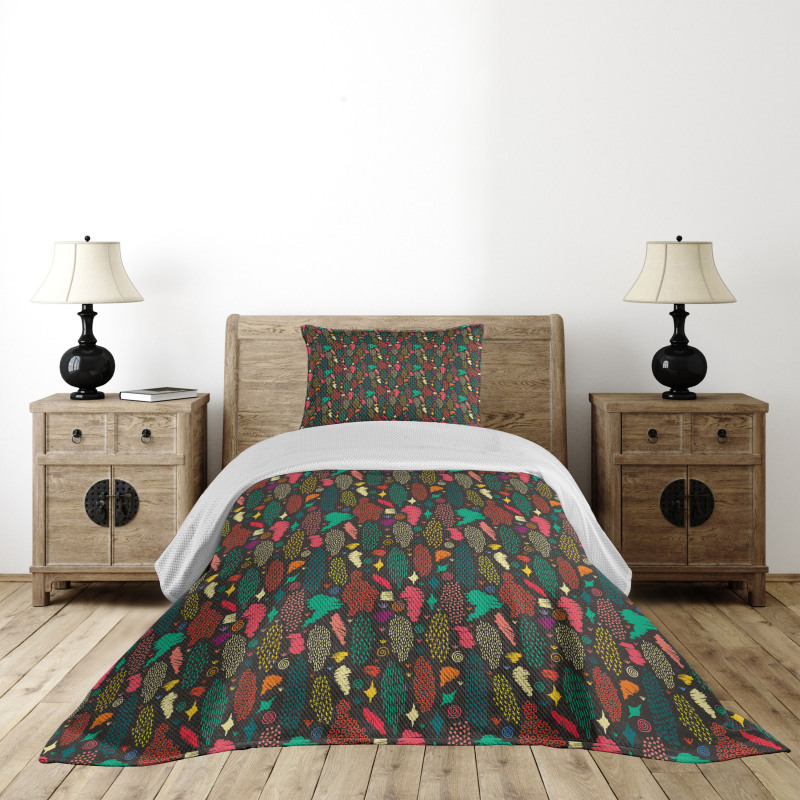 Tribal Shapes Spirals Bedspread Set