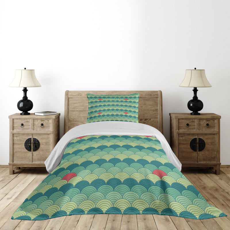 Half Circles Spirals Bedspread Set