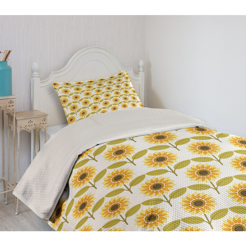 Sunflowers Retro Country Bedspread Set