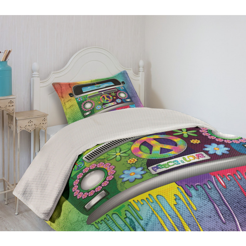 Old Style Hippie Van Bedspread Set