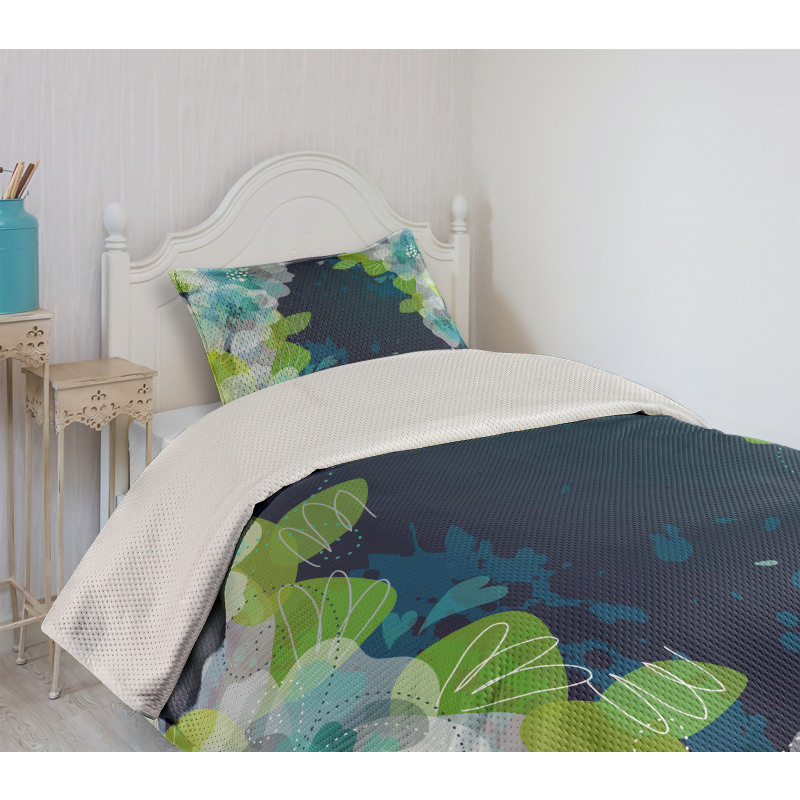 Grunge Abstract Flowers Bedspread Set