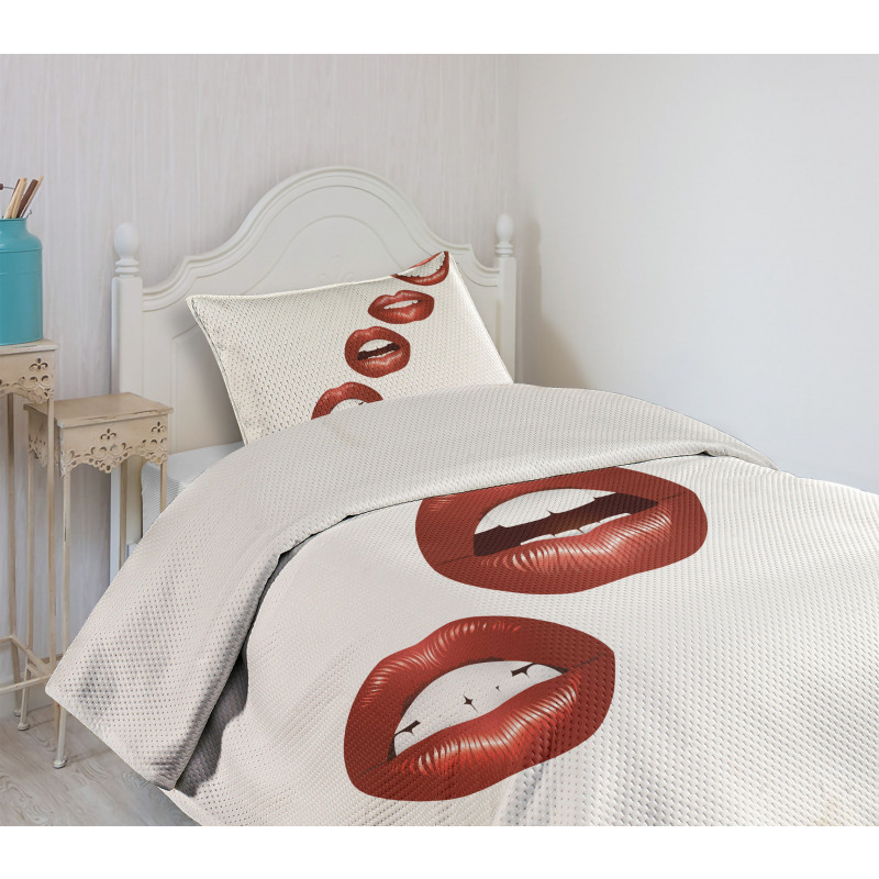 Vivid Full Red Lips Feminine Bedspread Set