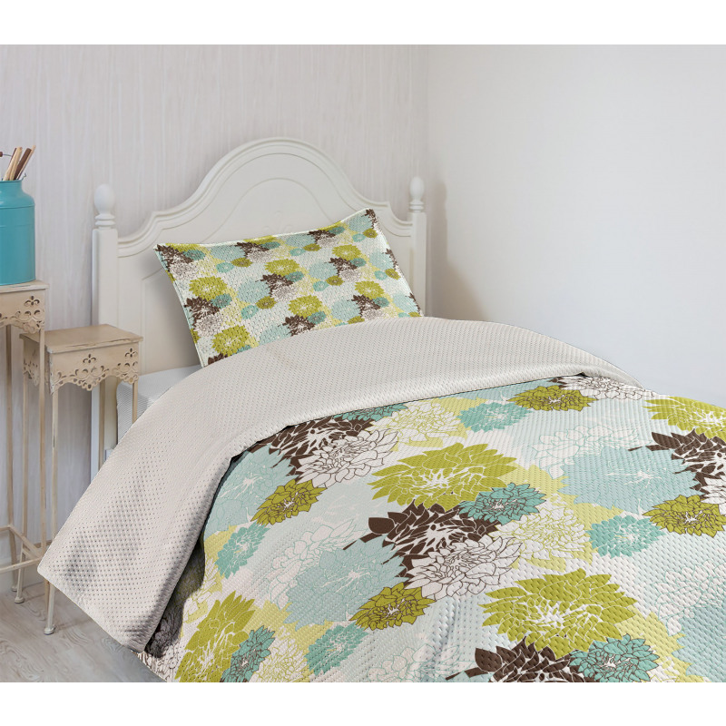 Pastel Wildflower Leaves Bedspread Set