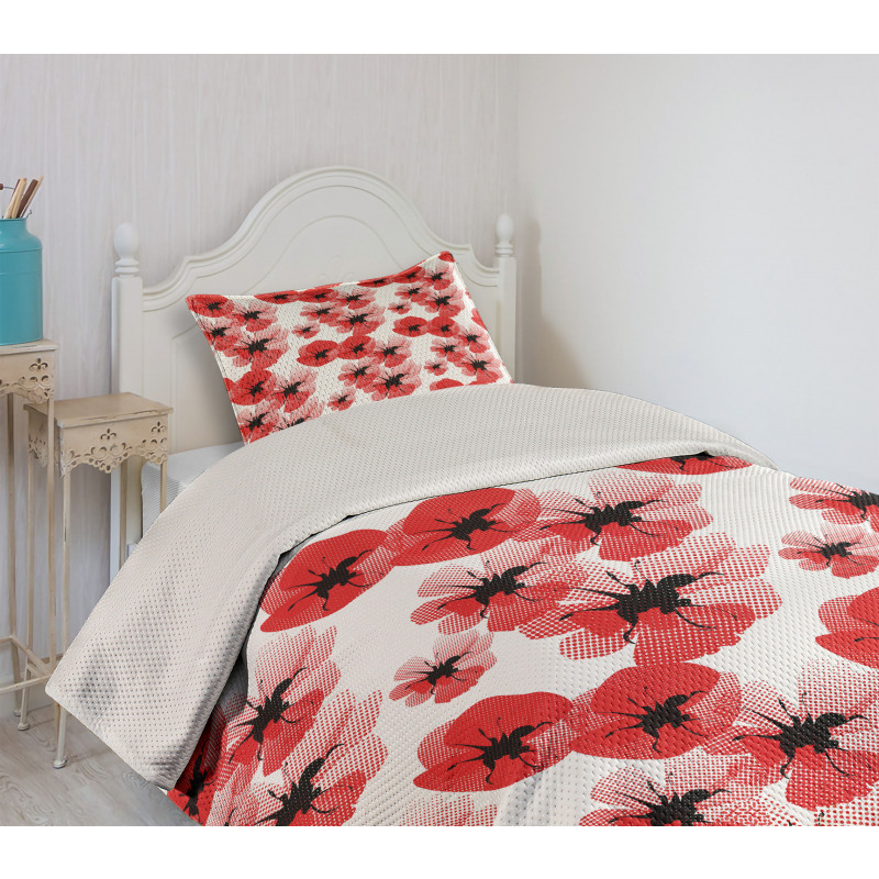 Poppies Vibrant Colors Bedspread Set