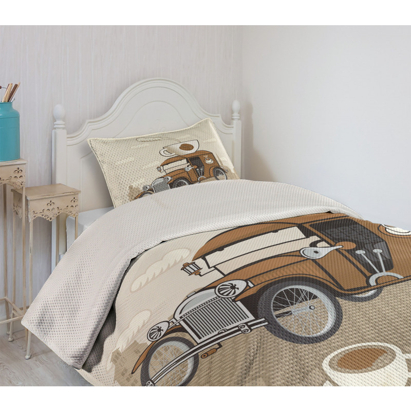 Old Fashioned Ride Coffee Bedspread Set