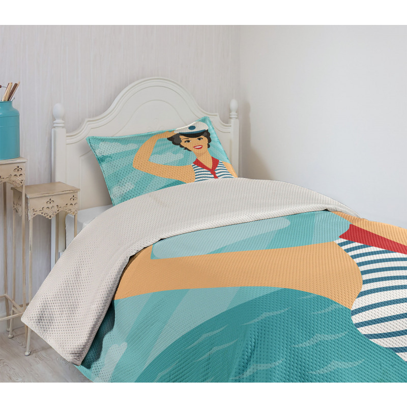 Smiling Sailor Girl Bedspread Set