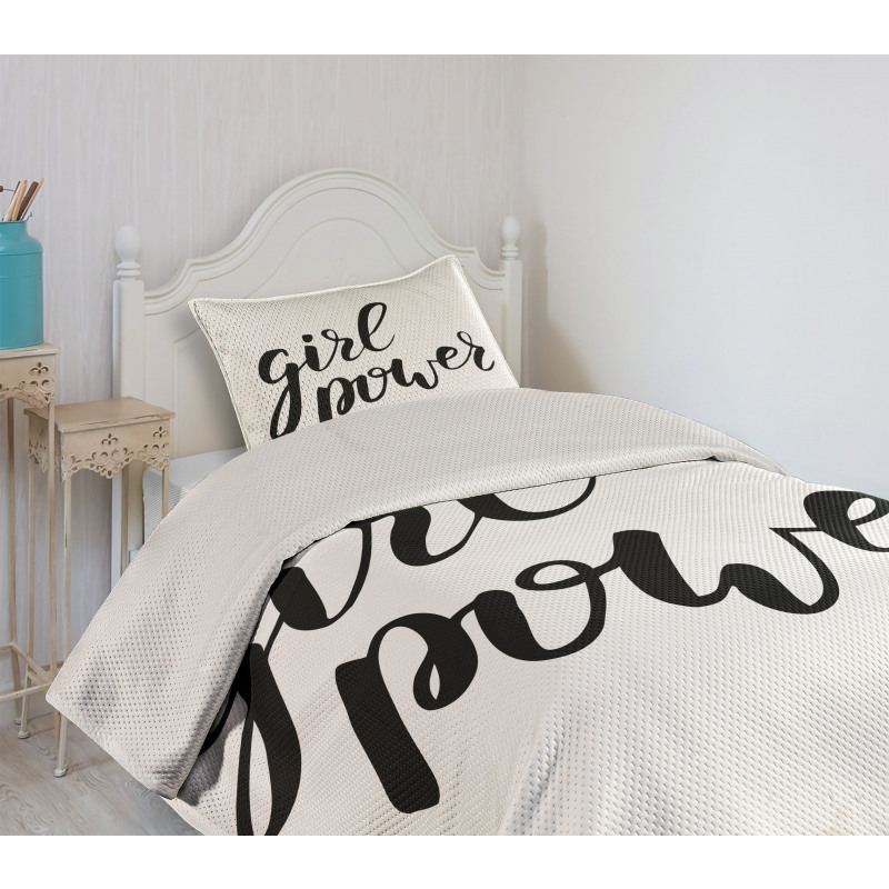 Girl Power Feminist Text Bedspread Set