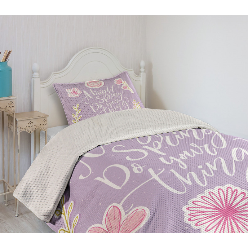 Spring Theme Funny Floral Bedspread Set