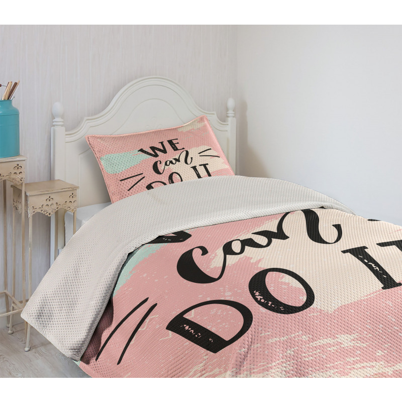 Motivational Text Bedspread Set