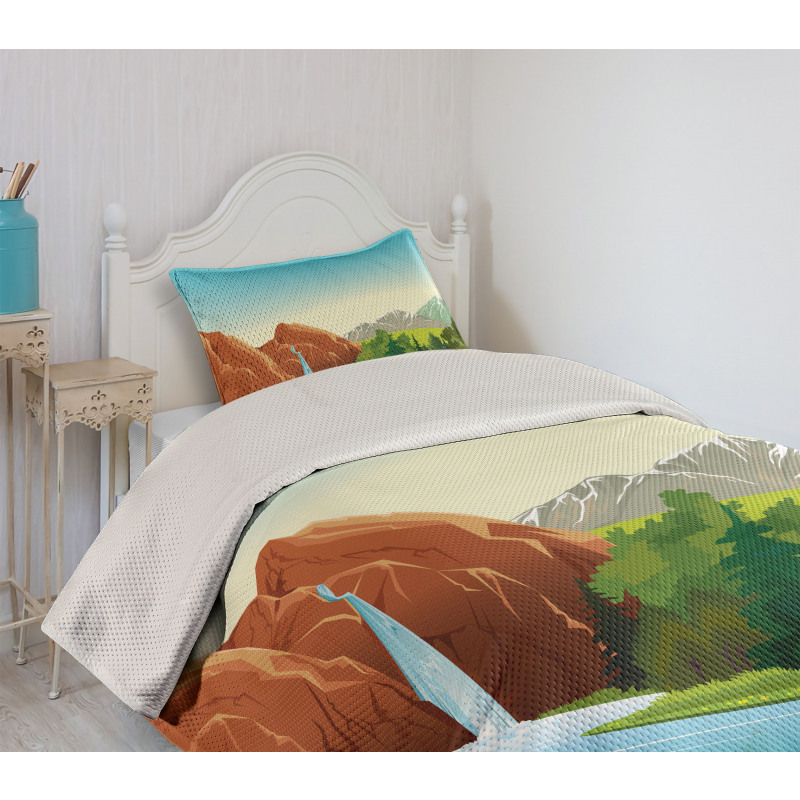 Summer Landscape Woodland Bedspread Set