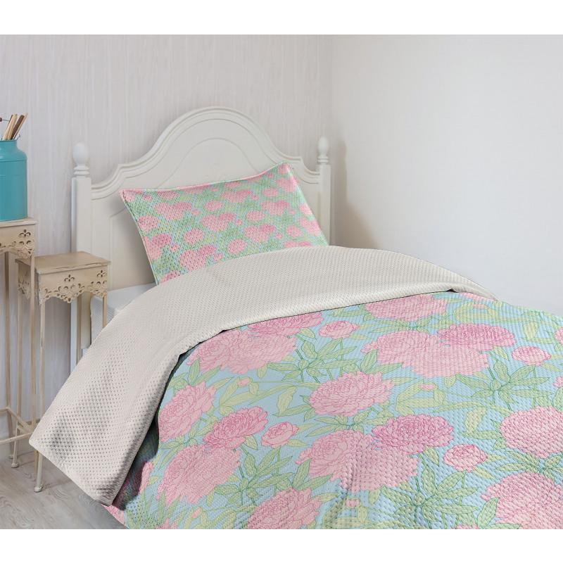 Fresh Petals Sprout Stems Bedspread Set