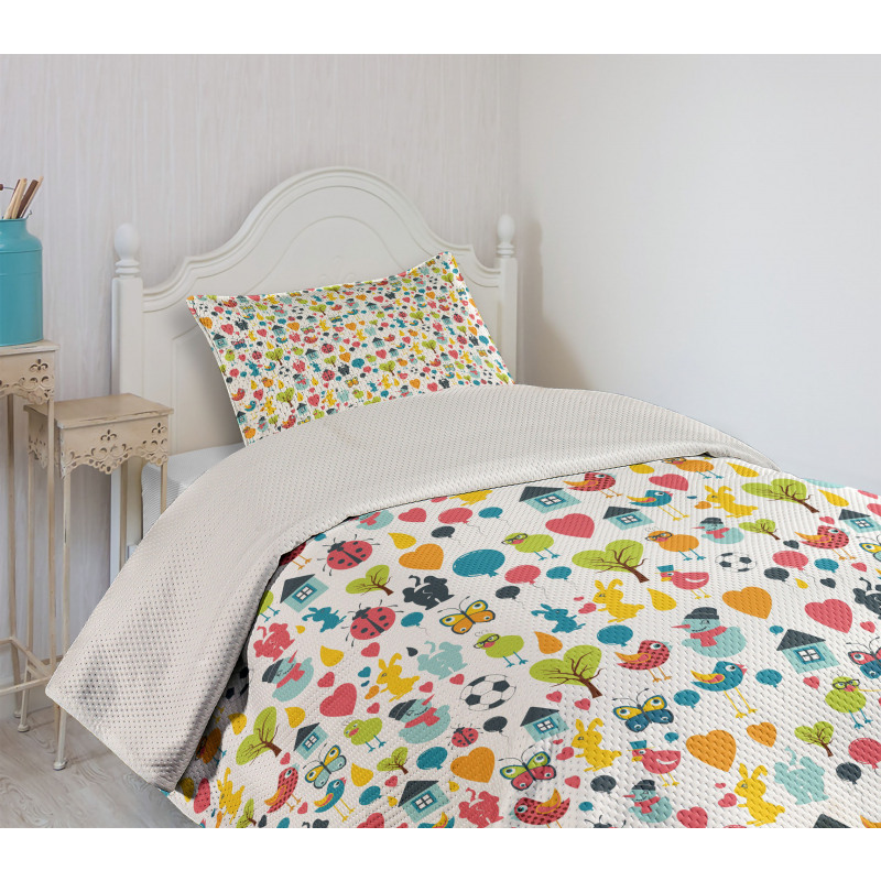 Cartoon Elements Birds Bedspread Set