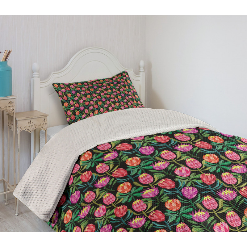 Colorful Flower Garden Bedspread Set