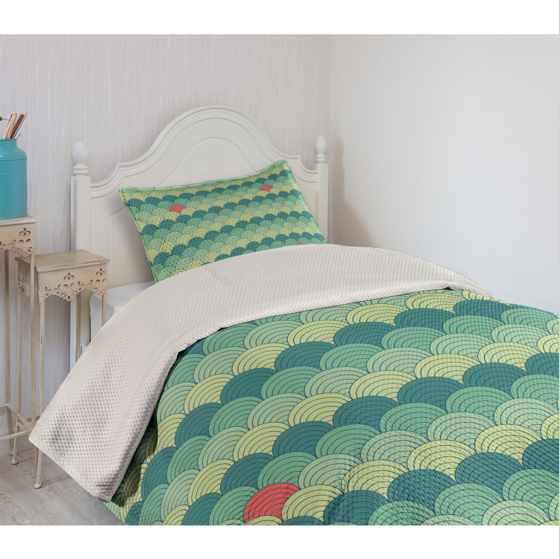 Half Circles Spirals Bedspread Set