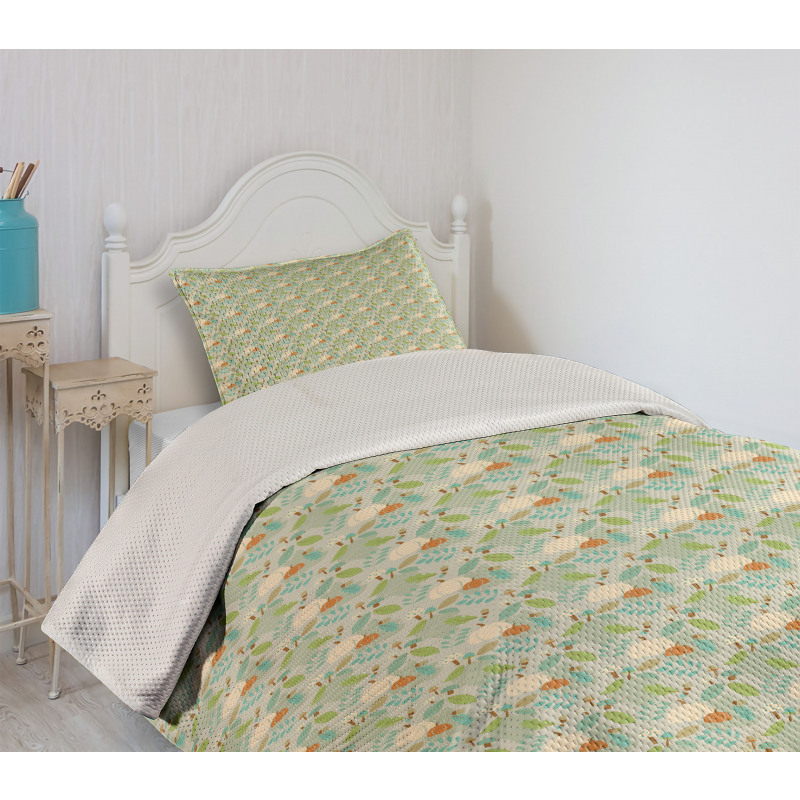 Autumn Dotted Mushrooms Bedspread Set