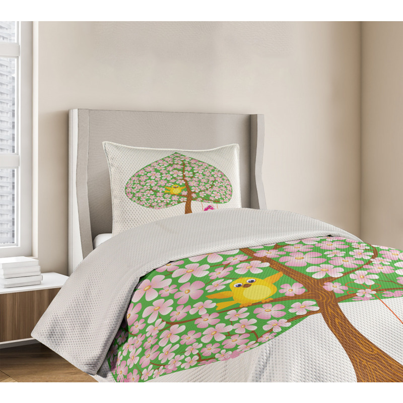 Heart Shape Tree Blossom Bedspread Set