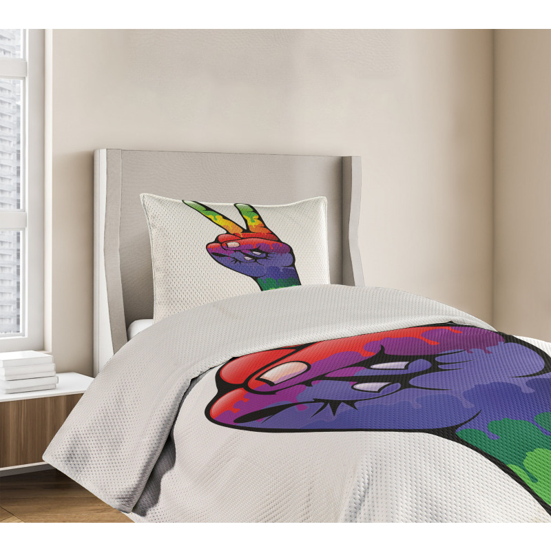 Love in Rainbow Colors Bedspread Set