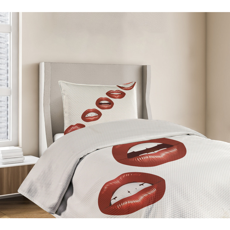 Vivid Full Red Lips Feminine Bedspread Set