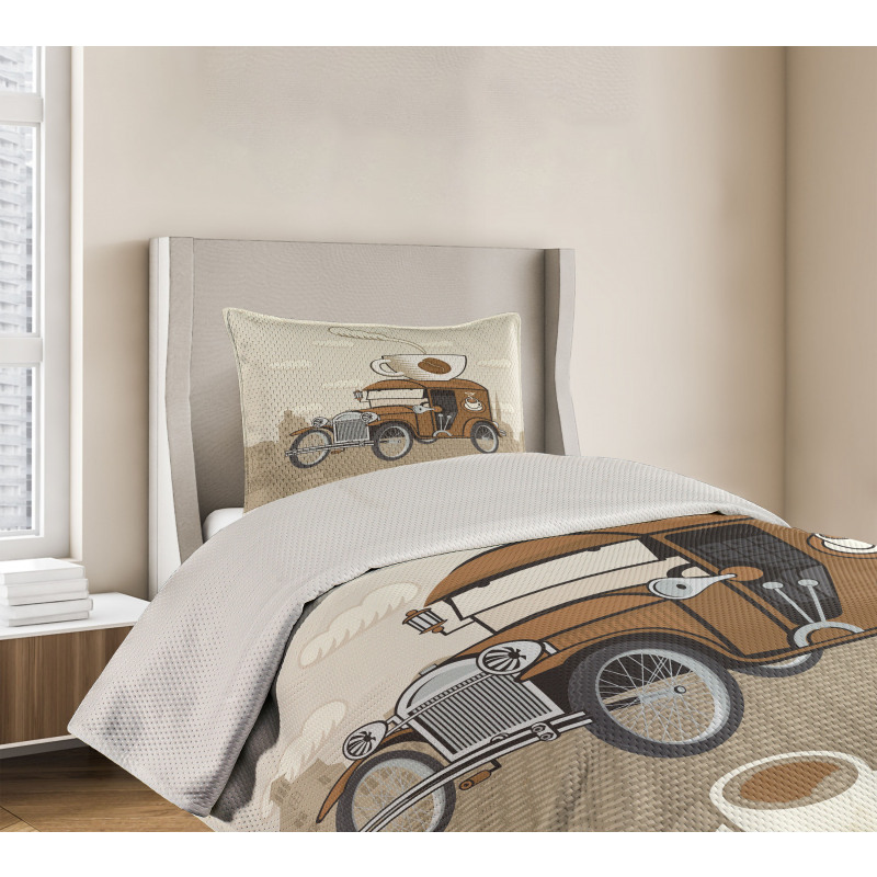 Old Fashioned Ride Coffee Bedspread Set