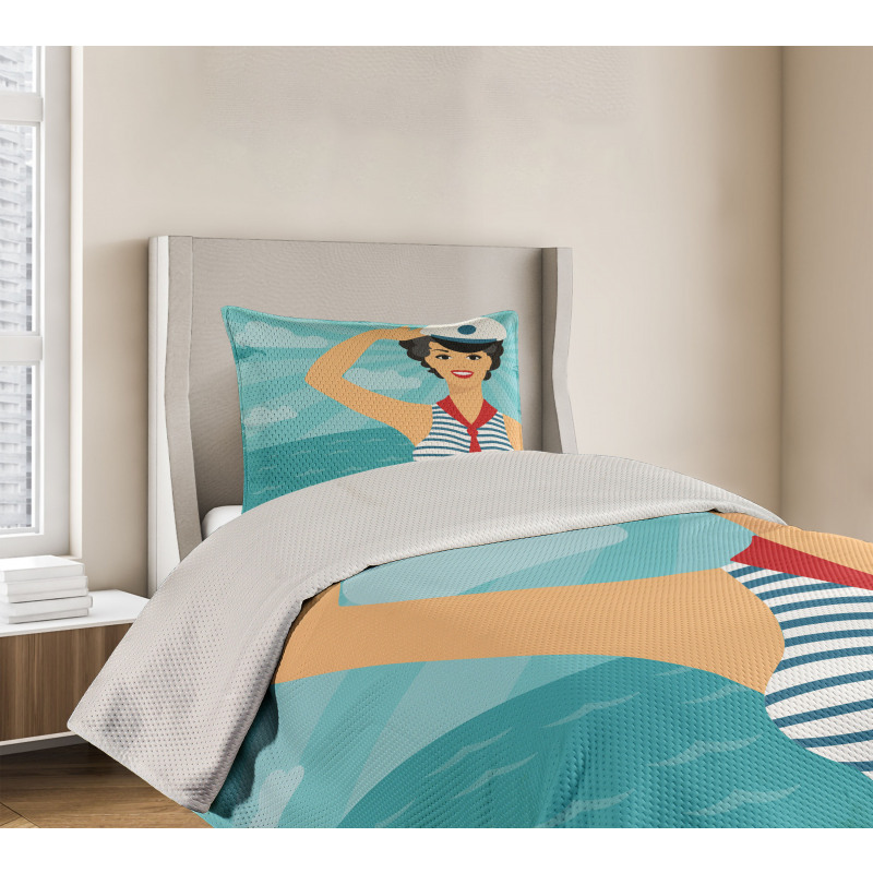 Smiling Sailor Girl Bedspread Set