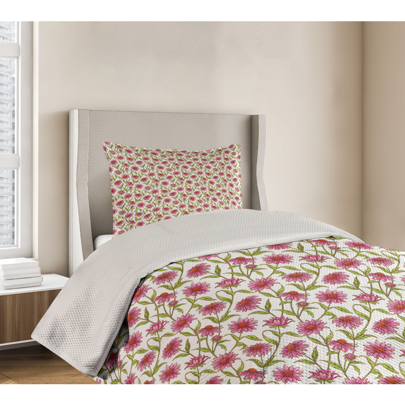 Fresh Organic Echinacea Bedspread Set