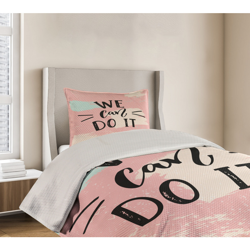 Motivational Text Bedspread Set