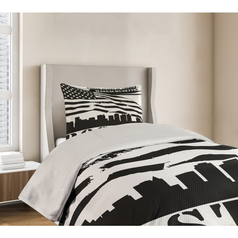 Fluttering Grungy Flag Bedspread Set