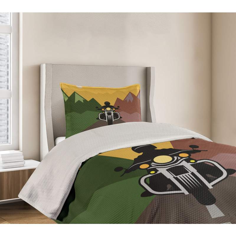 Rider in Mountains Bedspread Set