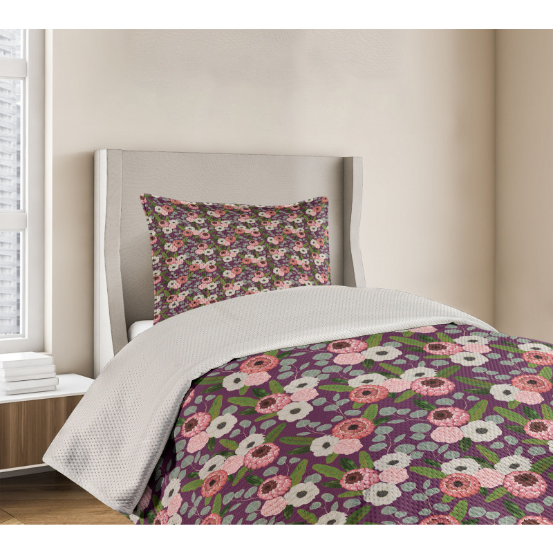 Vibrant Flower Leaves Bedspread Set