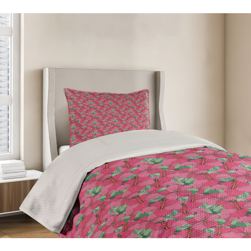 Flourishing Hibiscus Blooms Bedspread Set