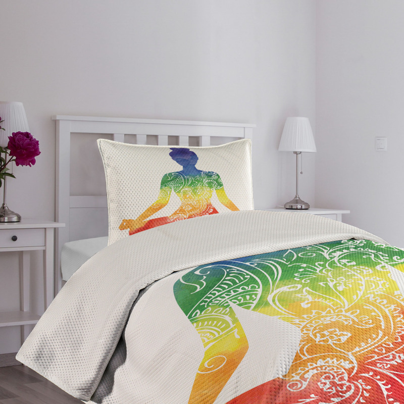Ornate Motifs Rainbow Bedspread Set