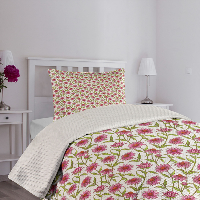 Fresh Organic Echinacea Bedspread Set